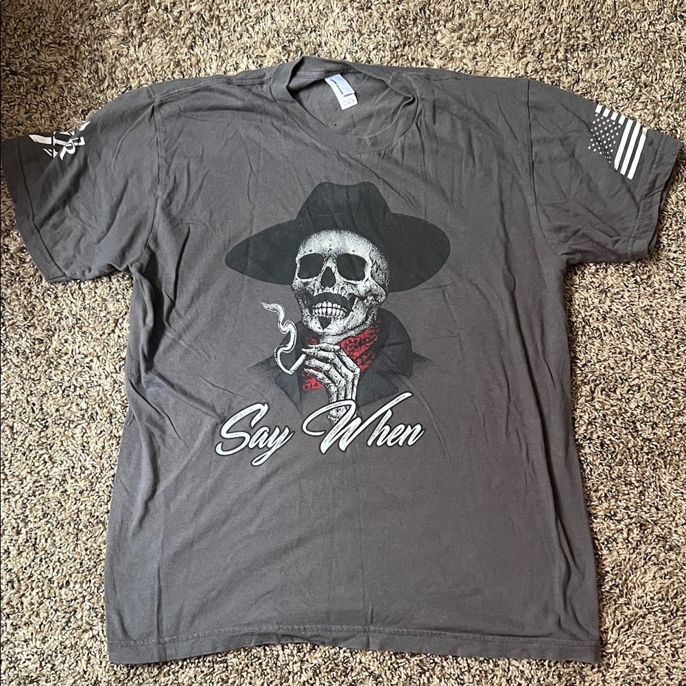 Tombstone “Say When” Gunsmoke Grey Graphic Tee